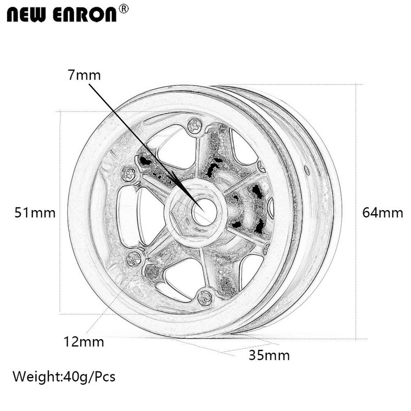 NEW ENRON 2.2inch 64x35mm Nylon Beadlock Wheel Rims Hub 4Pcs