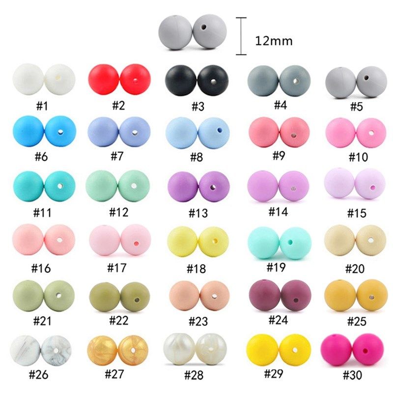 50pcs 12mm Silicone Beads Baby Teething round Beads Pacifier