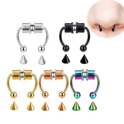 New Fake Piercing Nose Ring Alloy Nose Piercing Hoop Septum
