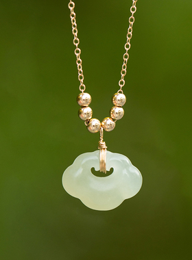 如意和田玉平安锁2021年新款小众轻奢锁骨链纯银七夕项链夏吊坠女