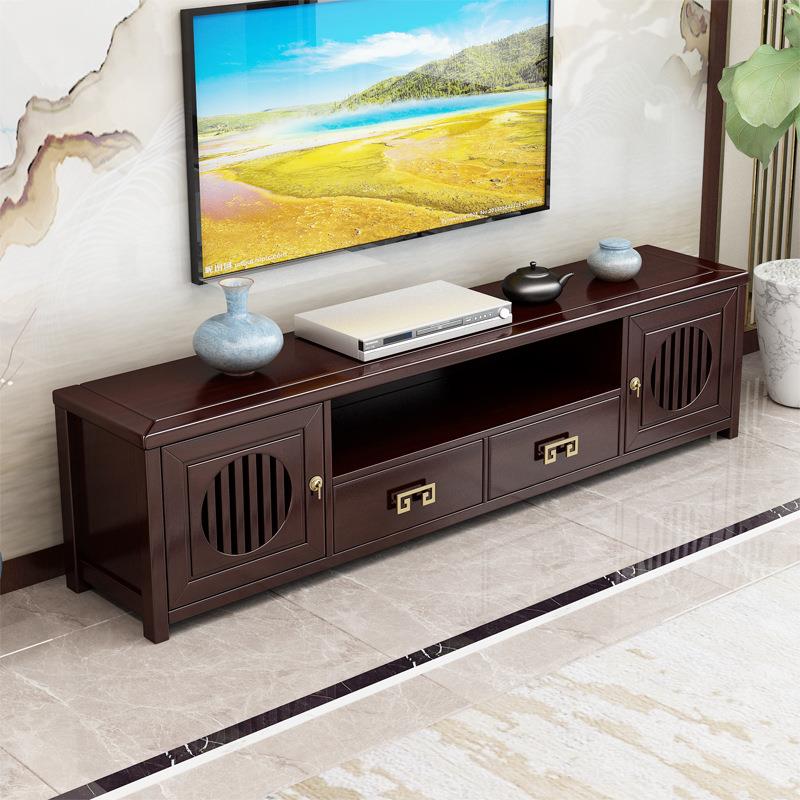 新中式实木电视柜茶几矮柜组合家用禅意客厅大小户型现代简约地柜