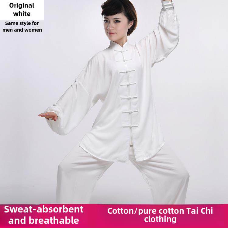 高档纯棉太极服练习服晨练武术表演男女服春夏秋款纯棉太极服