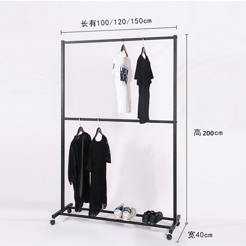 晾衣架宿舍用学生卧室落地双层移动凉衣架家用阳台简易折叠省空间