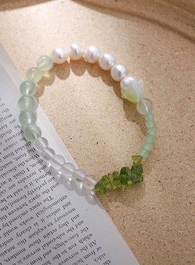 十里间【冰镇葡萄】甜美少女古风淡水珍珠橄榄石手链葡萄石手串