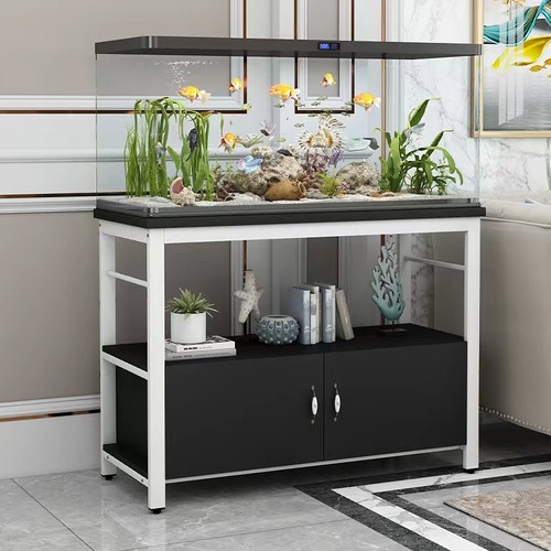 简约鱼缸柜鱼缸架金属家用客厅鱼缸底柜储物柜定做小型鱼缸底座柜