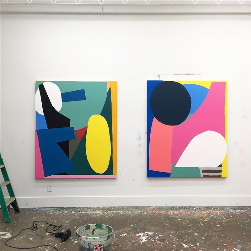 网红抽象色块装饰画客厅背创景墙大幅术意壁画样板间艺挂画图片