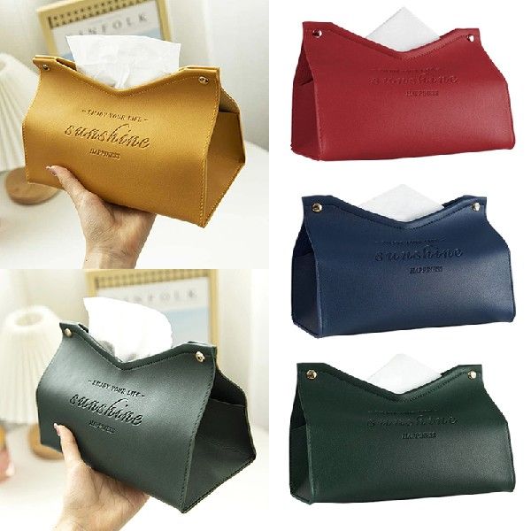 PU Leather Tissue Box Home Living Room Solid Color Tissue