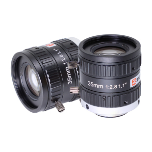 极速2000万像素C口工业镜头35mm镜头1.1英寸F2.8光圈低畸变镜头机