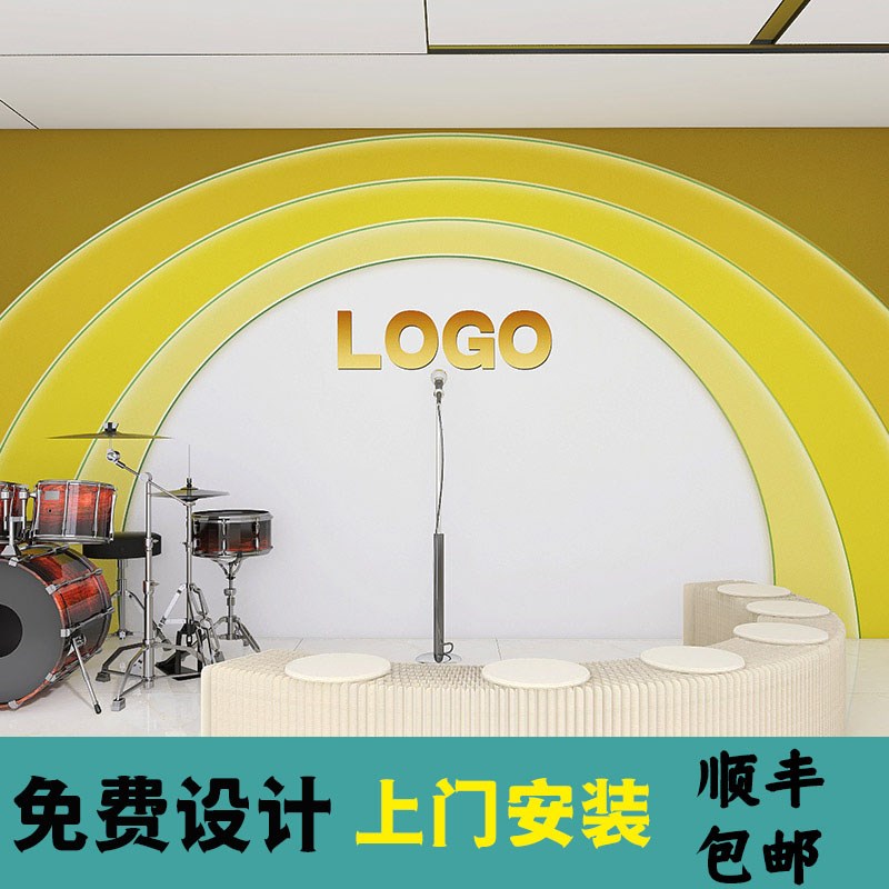 3d小主持人口才培训机构舞台背景布播音室演讲壁纸幼儿园教室壁纸