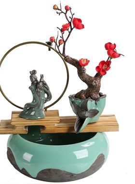 流水器石磨加湿器循环流水配件增氧鱼缸造景装饰假山喷泉搭配摆件