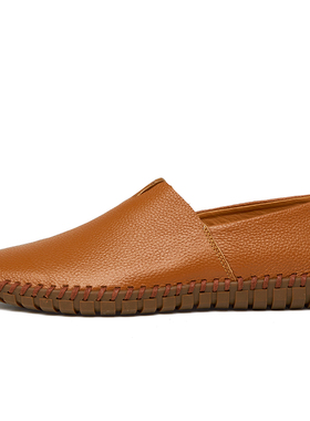 New Summer Men Casual Shoes Leather Mens Loafers Handmade M