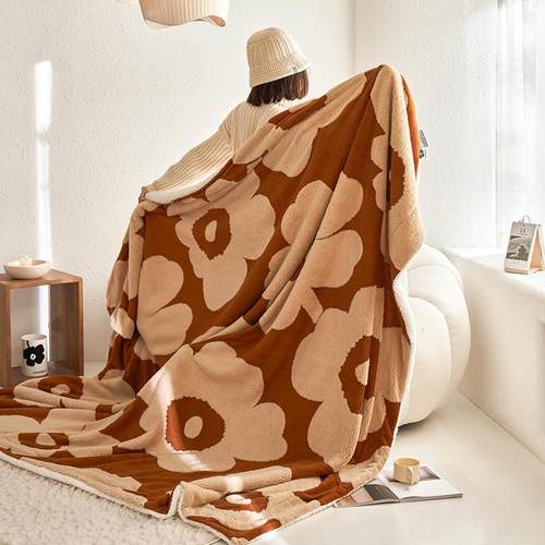 锦芙绒双色料提花毯毛毯毯子沙发毯加厚冬季沙发盖毯午睡毯小毯子