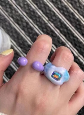 Purple opening adjustable fashion index finger ring women