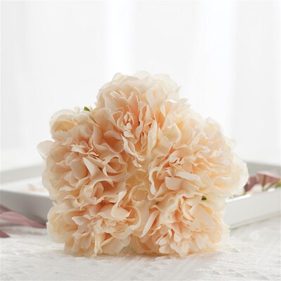 极速26cm Silk Pink Peony Artificial Flowers 5Heads Fake Flow