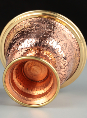 极速供水杯供佛杯纯铜手工古色雕花高脚供水碗供水杯观音供水碗