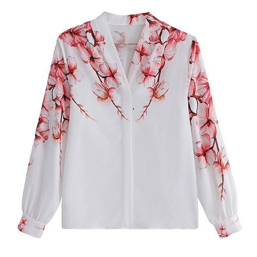 极速New elegant Women Blouses flower shirts chiffon blouse 2