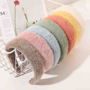 Color Acce Fur Hair Winter Headwear Solid Band Head Faux 1PC