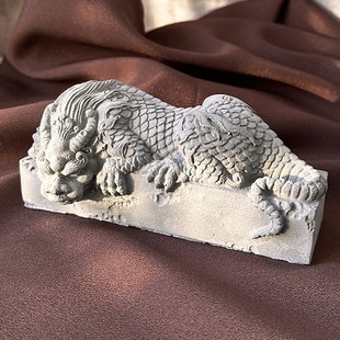 青砂石卧龙水泥石材装饰摆件国潮瑞兽鱼缸内景造景创意景观礼品