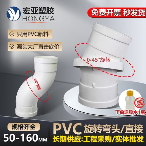 PVC50 75 110 160万向旋转直接 偏置直接 偏心接头大弯 万向弯头