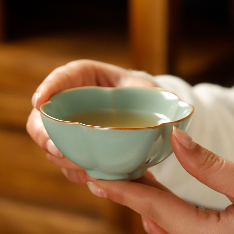 汝窑开片天青陶瓷品茗杯主人杯闻香茶杯陶瓷家用个人茶碗功夫茶具