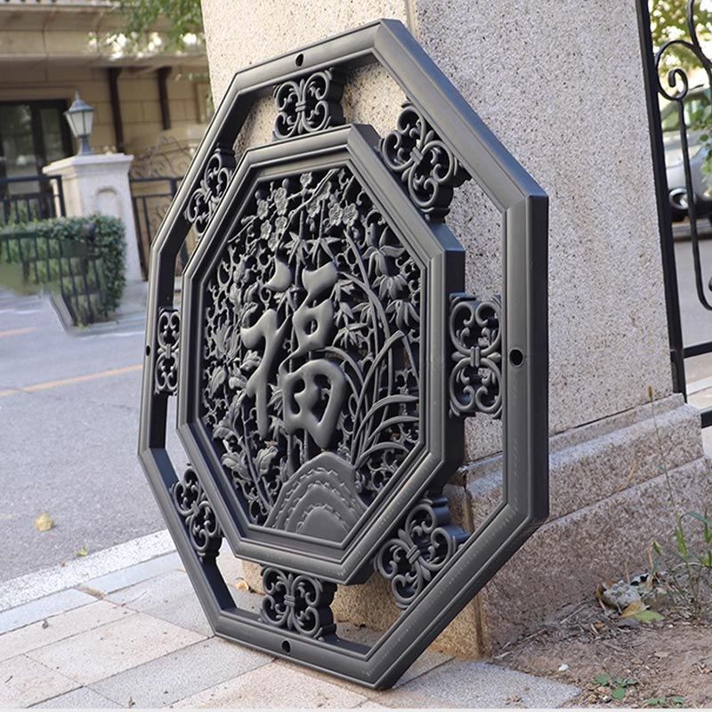 中式古建仿古镂空窗花花窗扇形方形圆形庭院围墙装饰水泥砖雕精雕图片