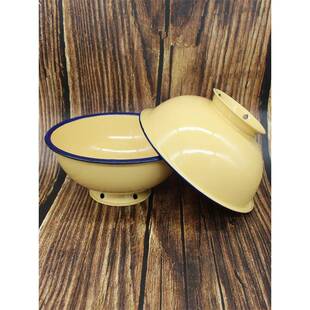 加厚高脚碗搪瓷铁饭碗家用面碗老式怀旧洋瓷碗市井火锅串串麻辣烫