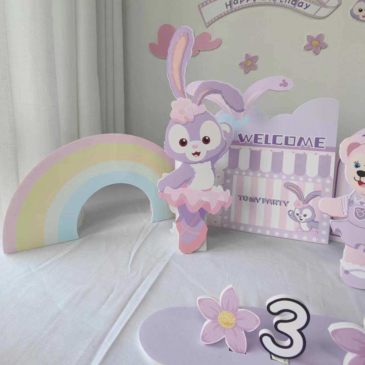 可爱时尚星黛露主题生日派对装饰KT板粉紫色系桌面立牌ins风,节庆用品/礼品,装扮布置套餐,淘宝优惠券,粉丝福利购,淘宝优惠卷