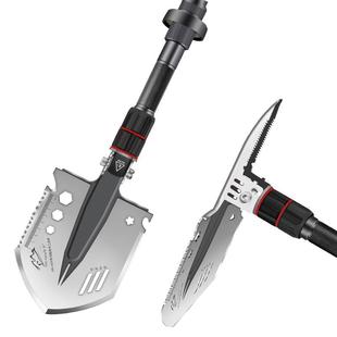 户外多功能战术工兵铲可折叠可拆卸双头带灯不锈钢军工铲