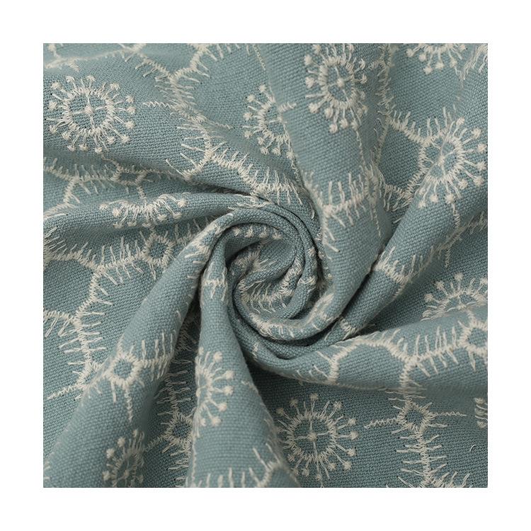 厂家现货棉麻绣花布海葵刺绣布料旨川明风格布手工布包包面料