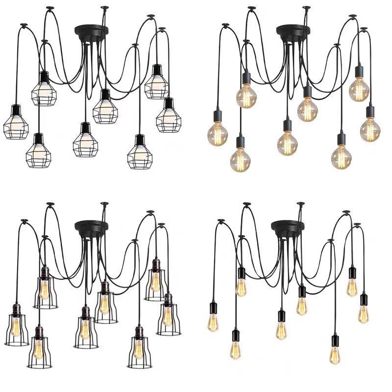 古工7453业复风多头服蜘装店啡厅酒吧创意餐厅咖吊灯天女散花蛛灯