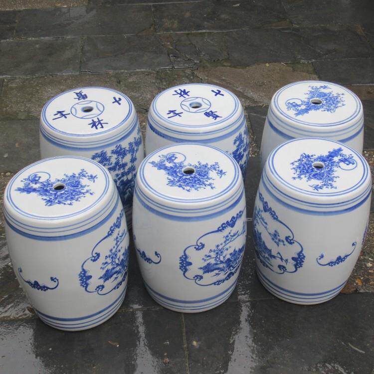 景德镇陶瓷桌子凳子青花瓷八仙过海一桌四凳子套装庭院摆件