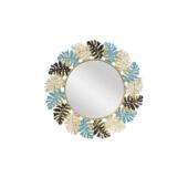 北欧风轻奢家居壁挂龟背叶镜子墙面装 饰镜 饰客厅卧室铁艺装