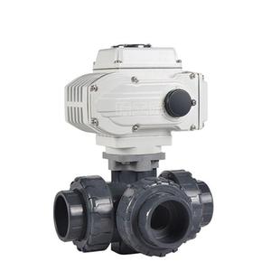 电动塑料三通球阀Q964F-10S电动UPVC三通球阀塑料三通换向阀