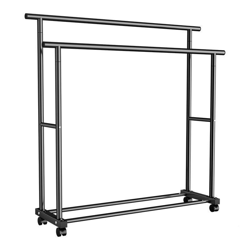 晾衣架落地杆立式双帽层挂易衣加粗加厚新款衣架卧室阳台简衣帽架