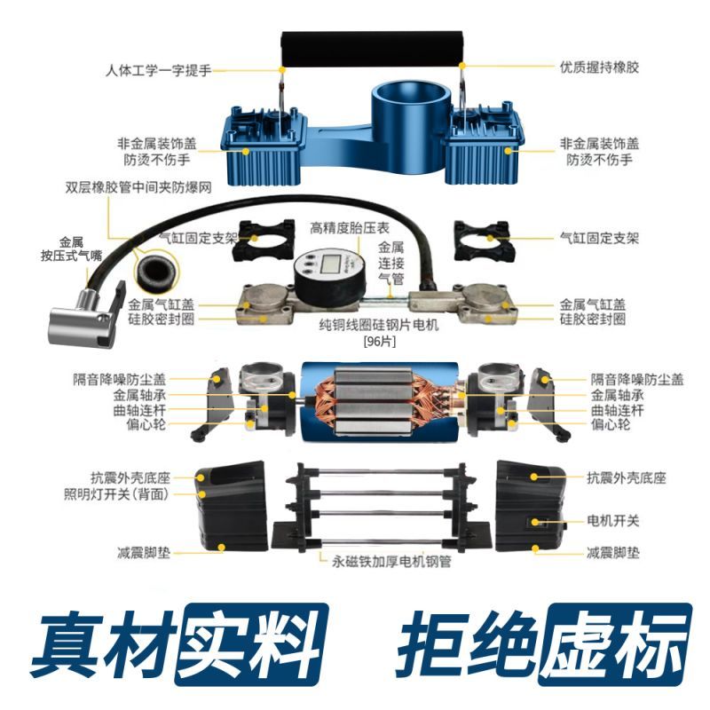 车载充气泵双缸大功率汽车用12v家用220v两用轮胎小型打气筒加气
