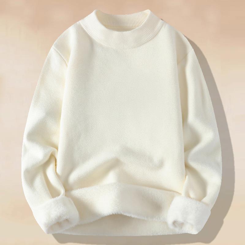 男士半高领毛衣纯色打底衫百搭加绒加厚针织羊毛衫一体绒保暖线衣