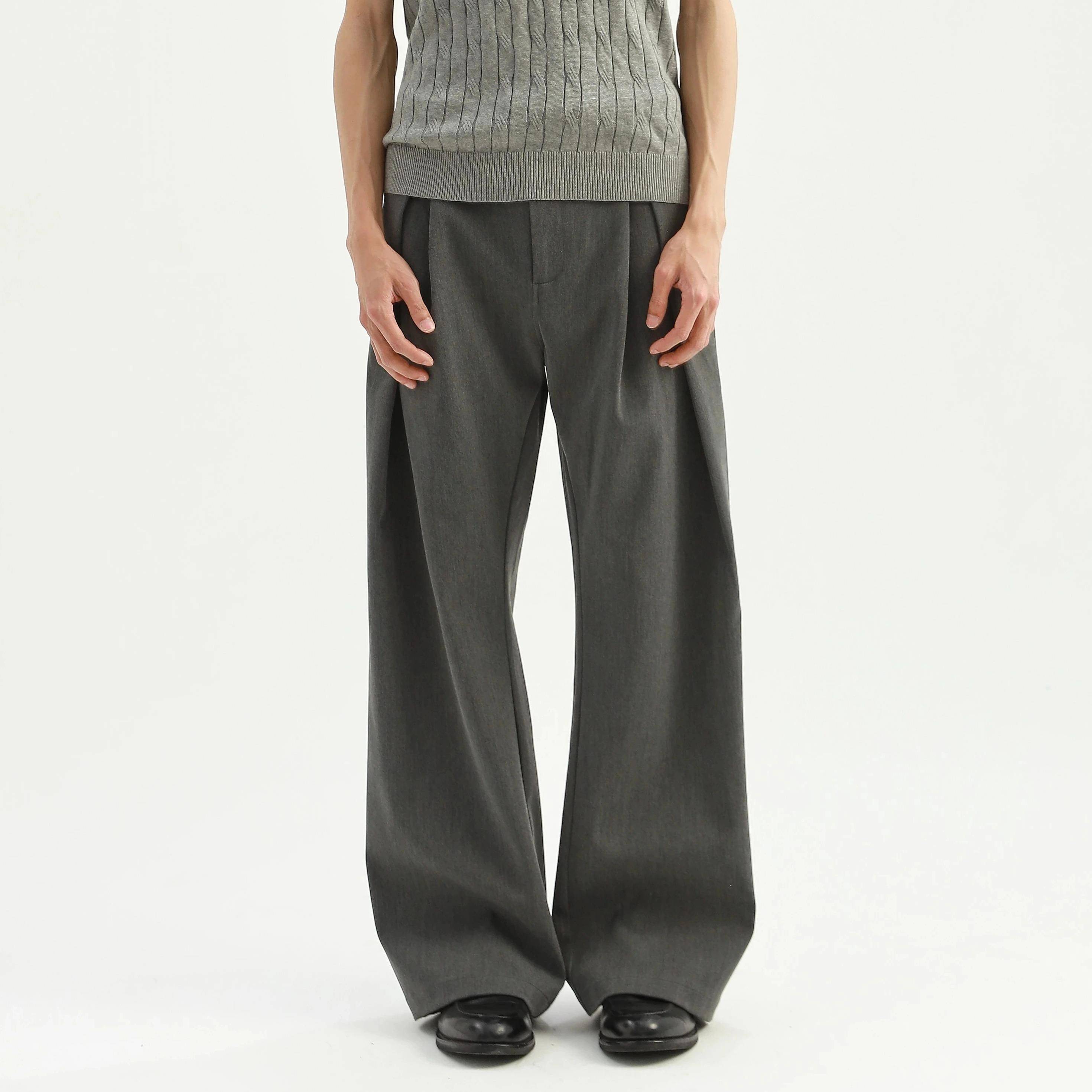 Stay the Night立体工字褶A字廓形弯刀TR西裤通勤休闲 裤