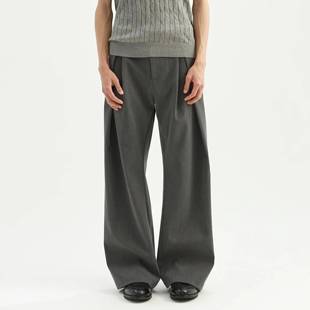 Stay the Night立体工字褶A字廓形弯刀TR西裤通勤休闲 裤