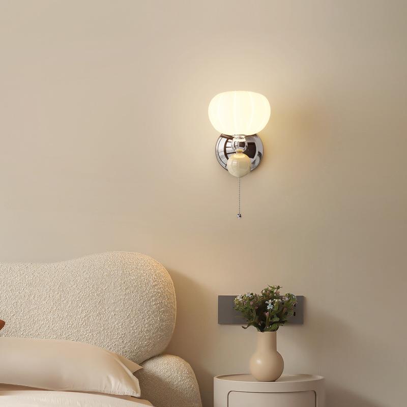 侘寂风复古包豪斯床头拉线开关壁灯中古过道楼梯卧室墙灯护眼灯具