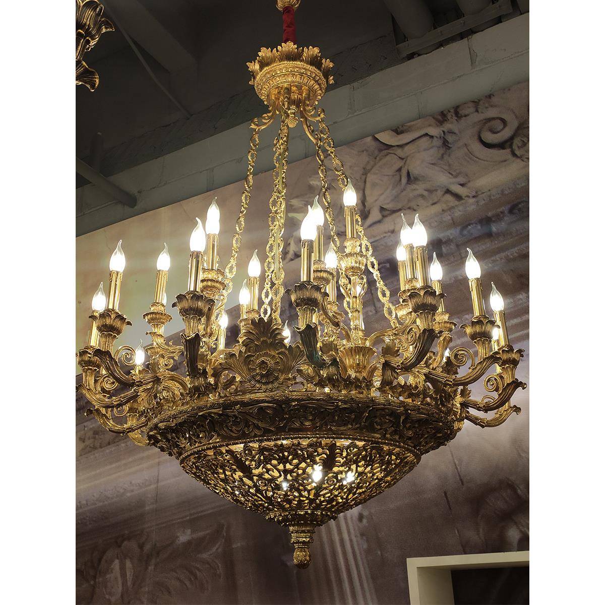 欧式全铜灯饰别墅大厅灯具法式复古客厅铜灯奢华复式楼中空大吊灯