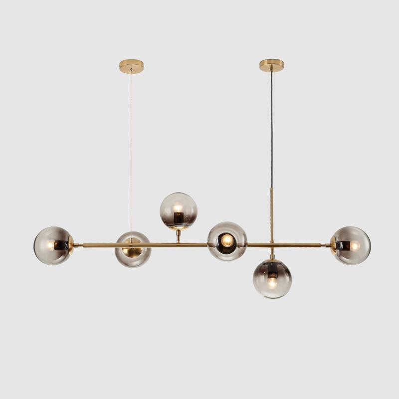 北欧餐厅吊灯黄铜餐桌灯玻璃设计师创意个性网红吧台长条饭厅灯具