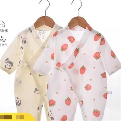 夏季婴儿连体衣纯棉纱布a类宝宝衣服睡衣新生儿空调服薄款哈衣