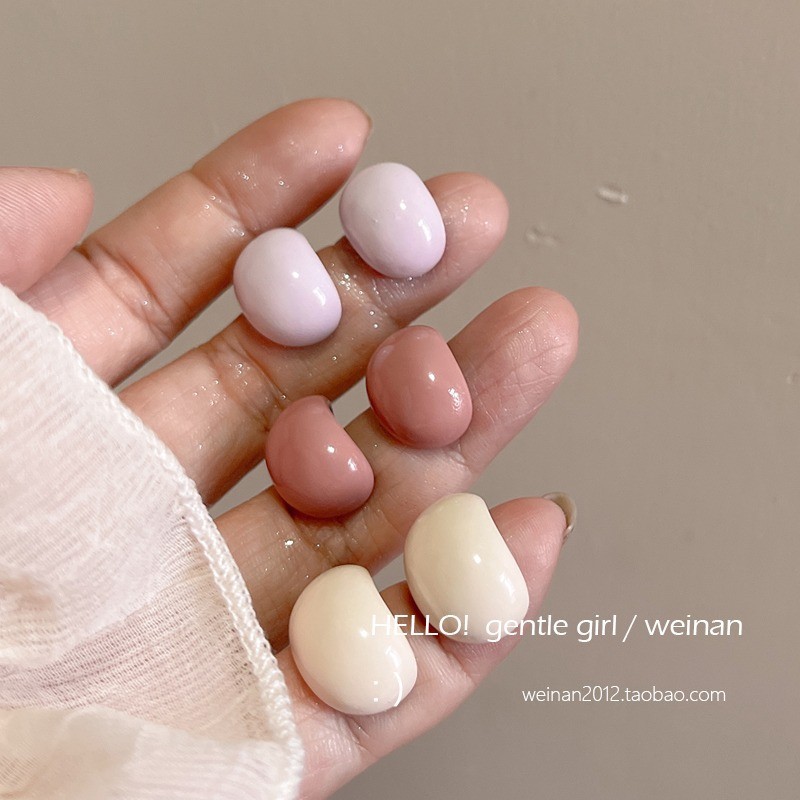 奶里气水滴豆925银钉耳环