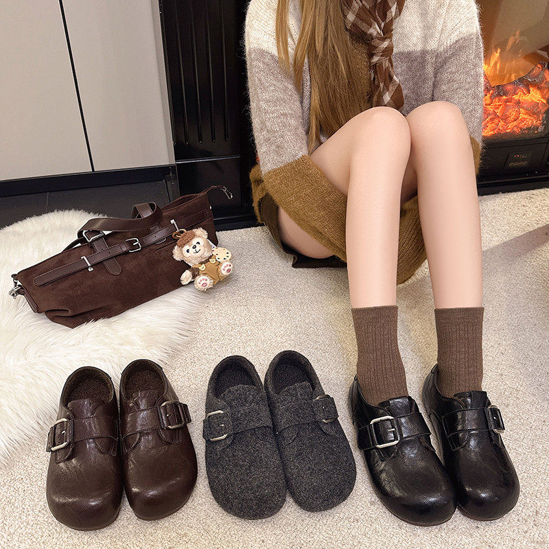 复古内增高勃肯鞋女2025年新款冬季加绒保暖棉鞋小个子气质小皮鞋,女鞋,深口单鞋,淘宝优惠券,粉丝福利购,淘宝优惠卷