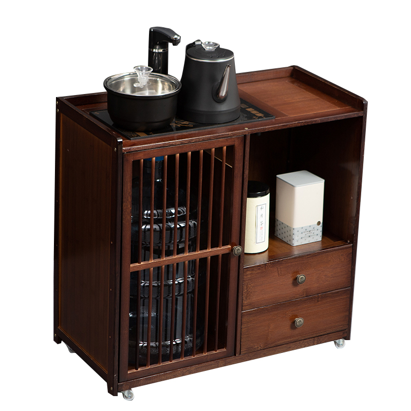 新中式家用移动茶桌边柜茶柜实木办公泡茶几客厅小茶台烧水壶一体