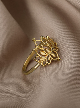 Lotus Flower Rings For Women Stainless Steel Sliver Color Fi