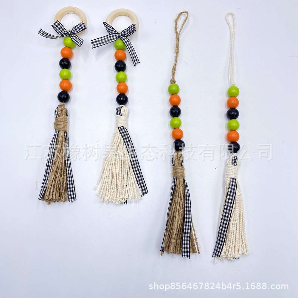 Undead Festival Bead String Tassel Pendant Wooden Bead  Hemp