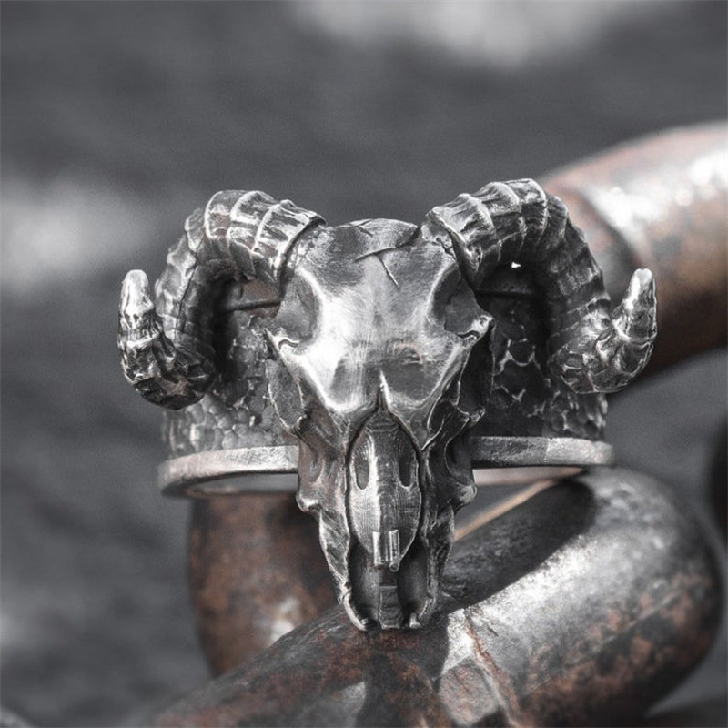 Charm Retro Punk Horn Rings for Men Women Couples Copper Col