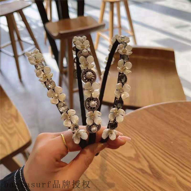 Korean Mori headband pearl diamond simple retro Baroque Rhi