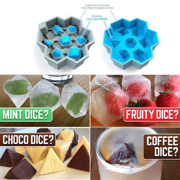 7 Vorm Diy Dobbelstenen Silicone Ice Tray Mold Game Dice